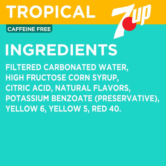 7UP Tropical Caffeine Free Lemon Lime Mango Peach Soda Pop, 12 fl oz, 12 Pack Cans( pack of 2)
