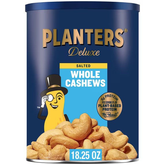 (6 pack) PLANTERS Deluxe Salted Whole Cashews, Party Snacks