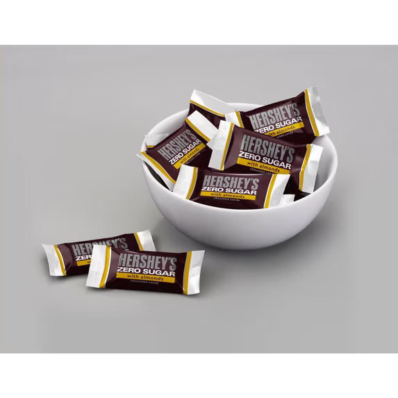 (pack of 3)Hershey's Zero Sugar Chocolate with Almonds Candy, Bag 5.1 oz