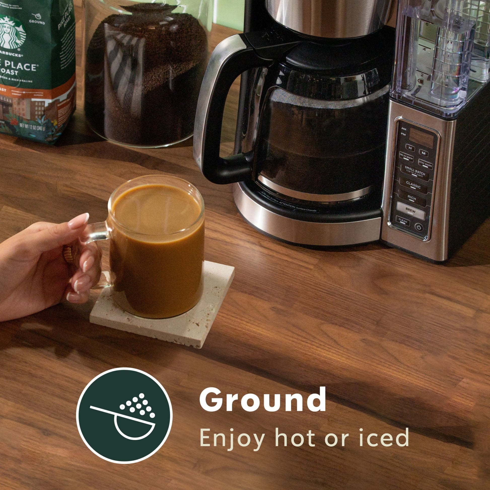 Starbucks Caramel, Ground Coffee, Flavored Hot or Iced Coffee, 11 oz