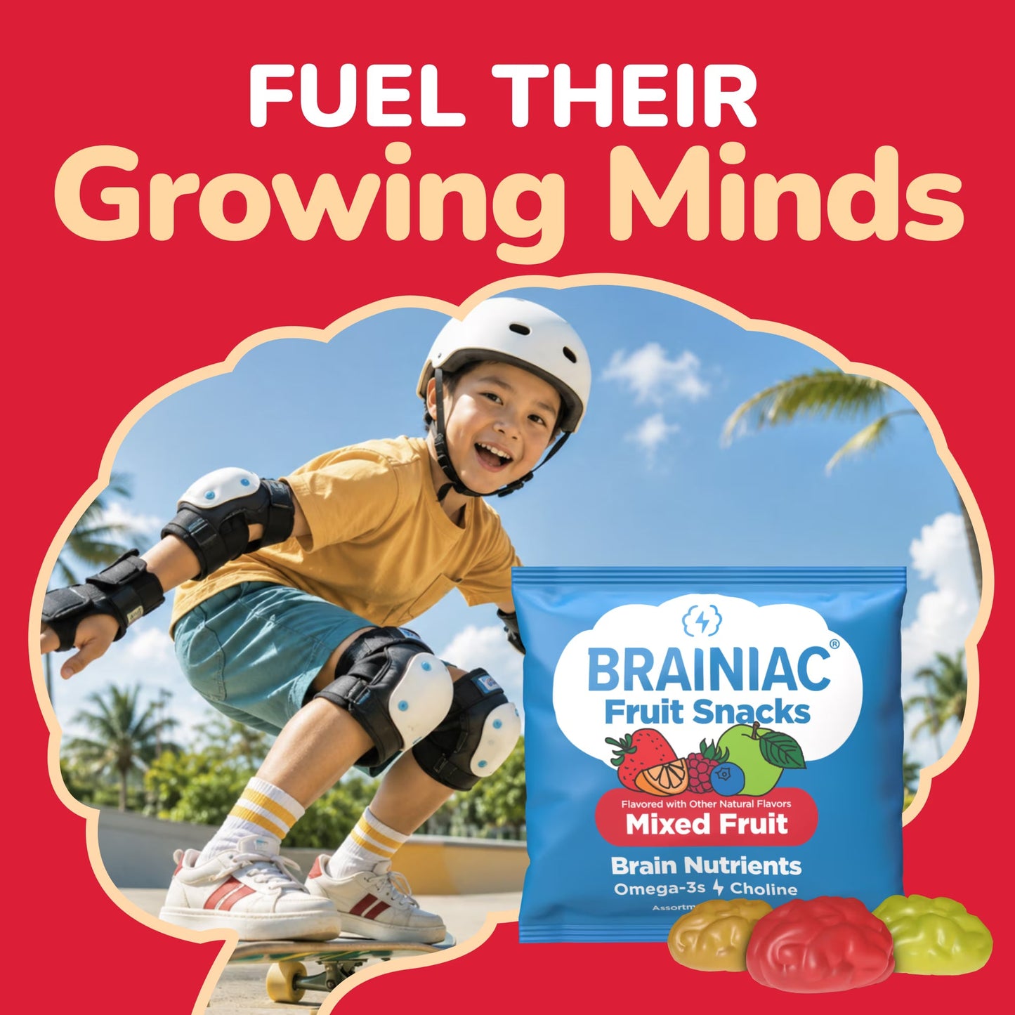 Brainiac Fruit Snacks with Brainpack, Mixed Fruit Flavor, 20 Count