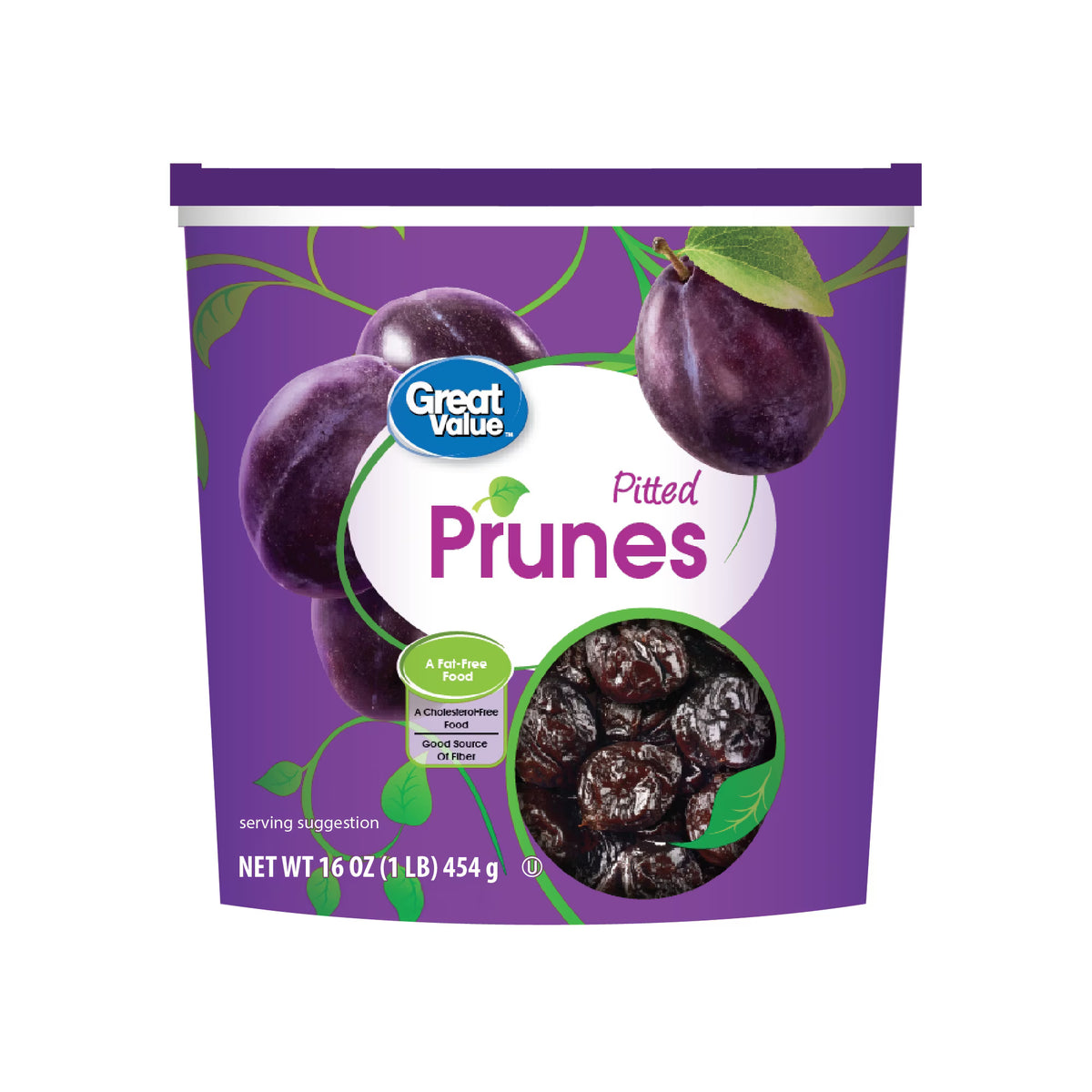 Great Value Unsweetened Pitted Prunes, 16 oz( pack of 3)