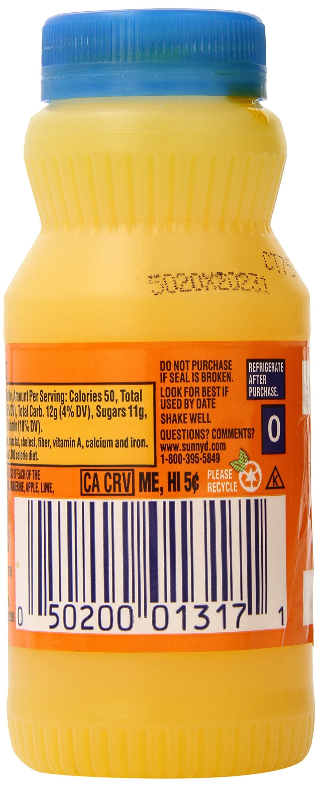 SunnyD Tangy Original Orange Flavored Citrus Punch,6.75 Fluid Ounce, bottle (Pack of 48)