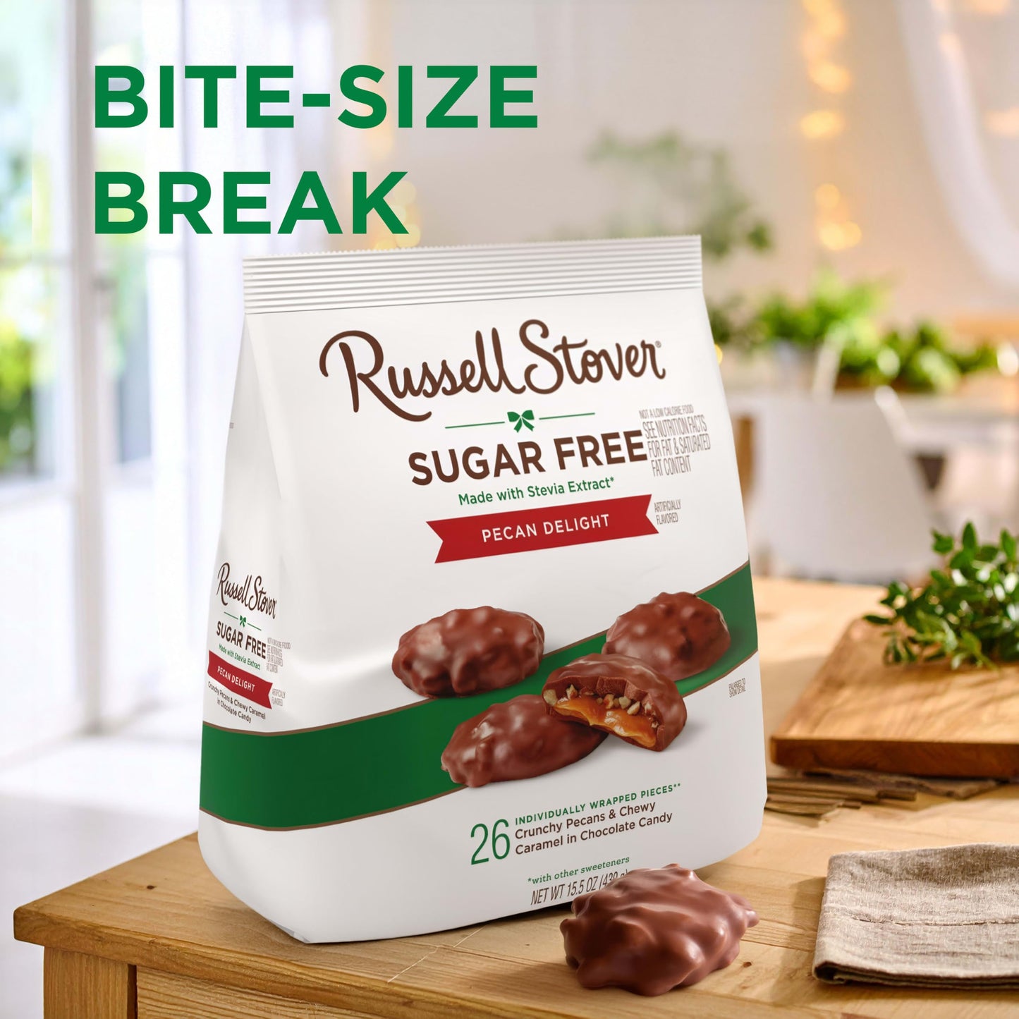 RUSSELL STOVER Sugar Free Pecan Delight Chocolate Candy, 15.5 oz. bag