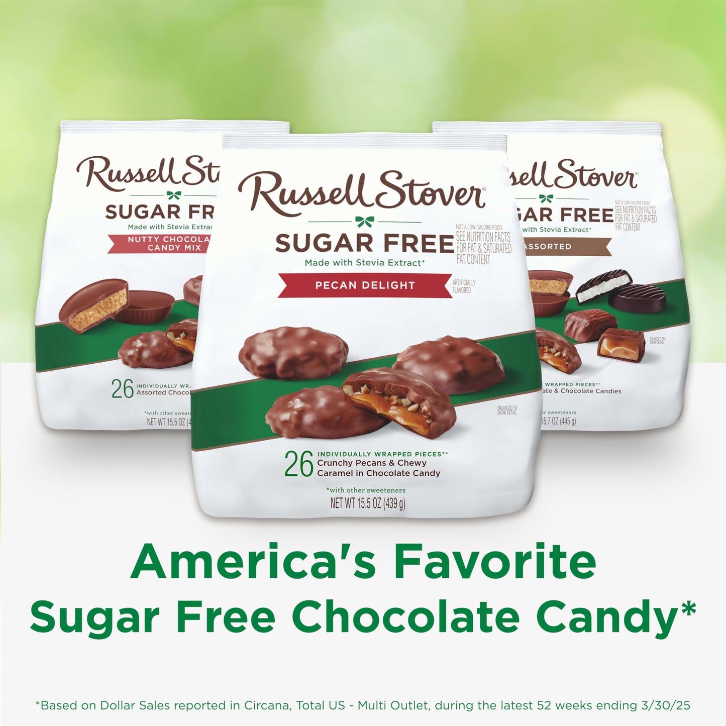 RUSSELL STOVER Sugar Free Pecan Delight Chocolate Candy, 15.5 oz. bag