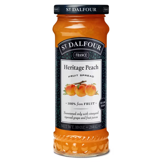 (2 pack) St Dalfour Heritage Peach Fruit Spread, 100% from Fruit, Vegan & Gluten Free, 10 oz Jar