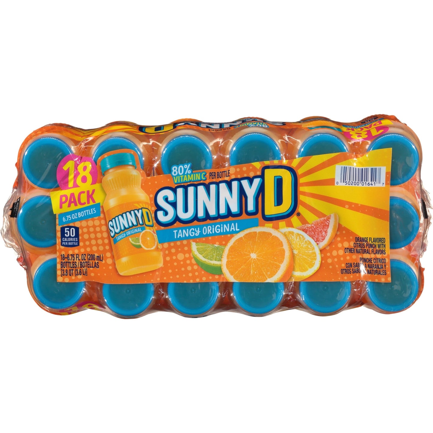 SUNNYD Tangy Original Shelf Stable Orange Juice Drink, 18 Count, 6.75 fl oz Bottles