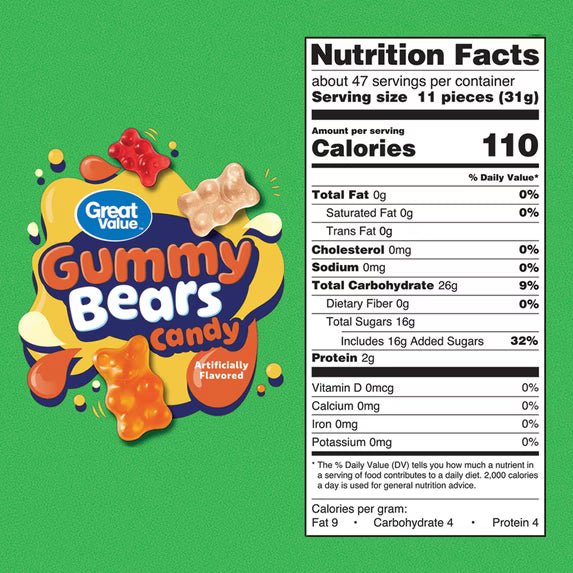 (4 pack) Great Value Gummy Bears Candy, 52 oz Bag