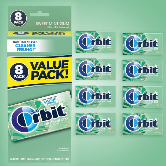 Orbit Sweet Mint Sugar Free Chewing Gum - 14 Ct (8 pack)