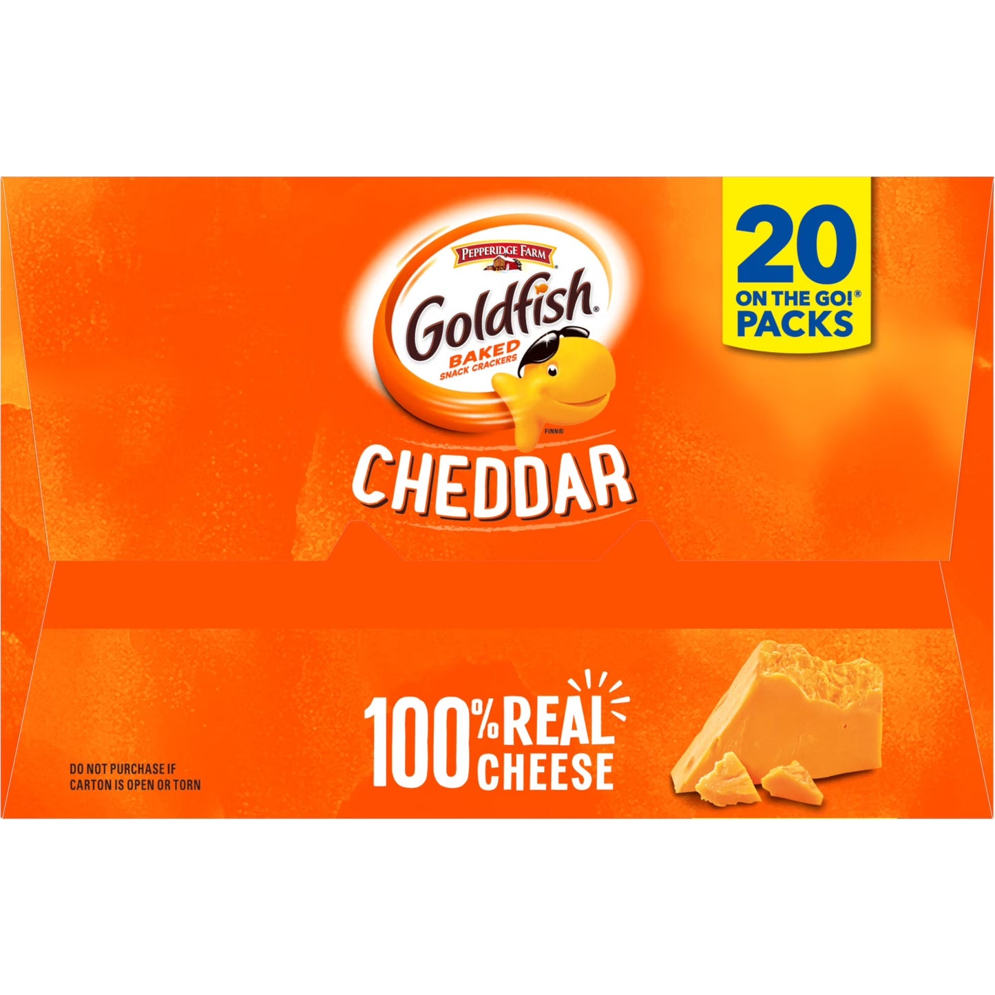 Goldfish Cheddar Cheese Crackers, Baked Snack Crackers, 1 oz on-The-Go Snack Packs, 20 Count Box