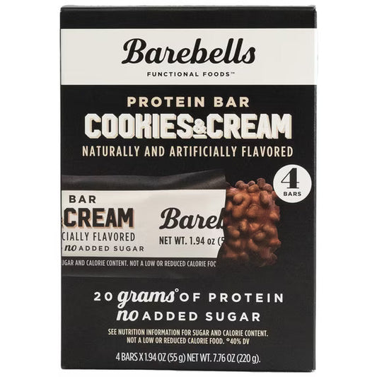 Barebells Protein Bars with 20g High Protein, 1.9oz Bars, Cookies & Cream - 4 Count
