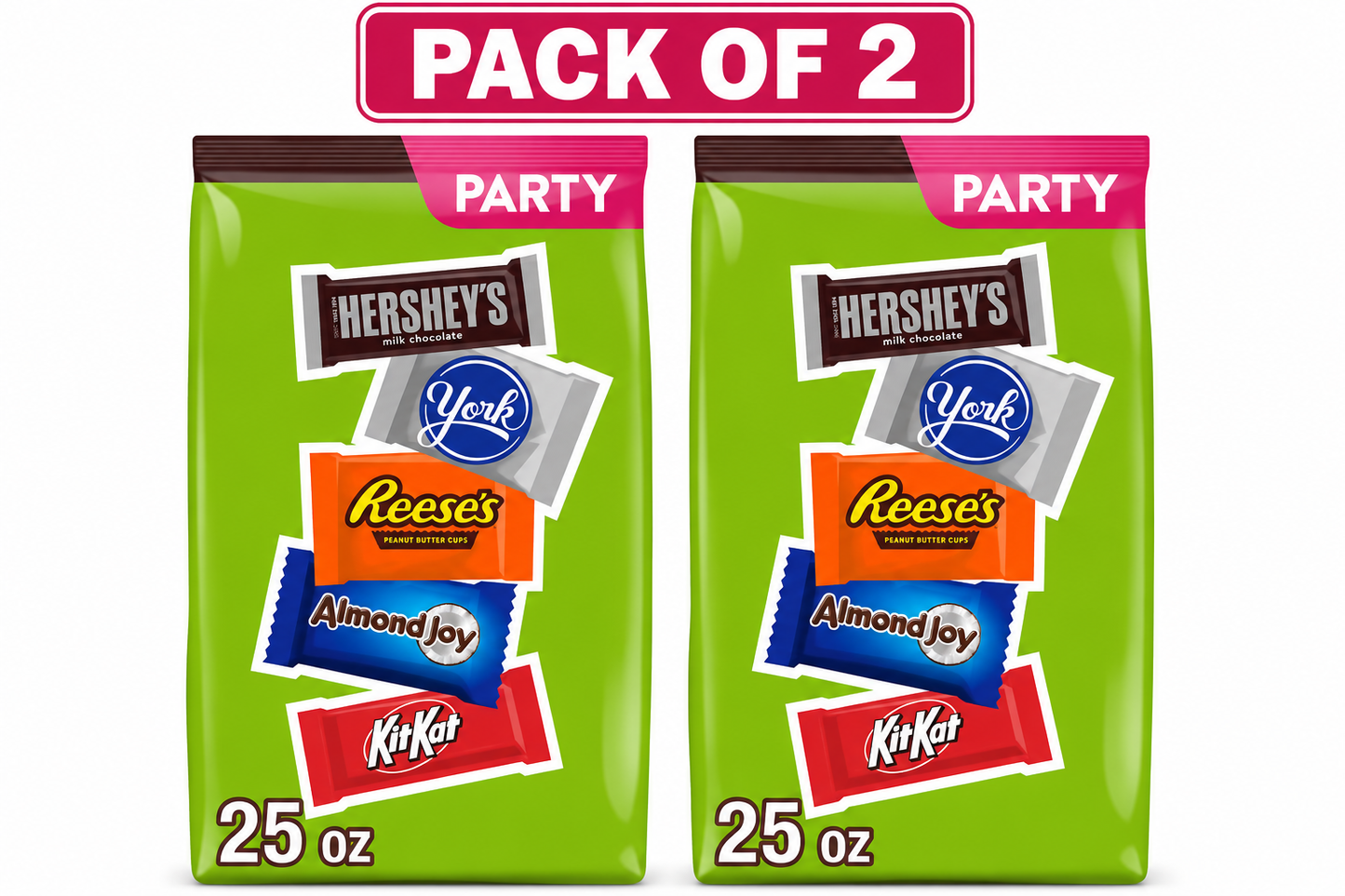 (2 pack)Hershey's Assorted Flavored Candy Assortment, Party Pack, 25 oz