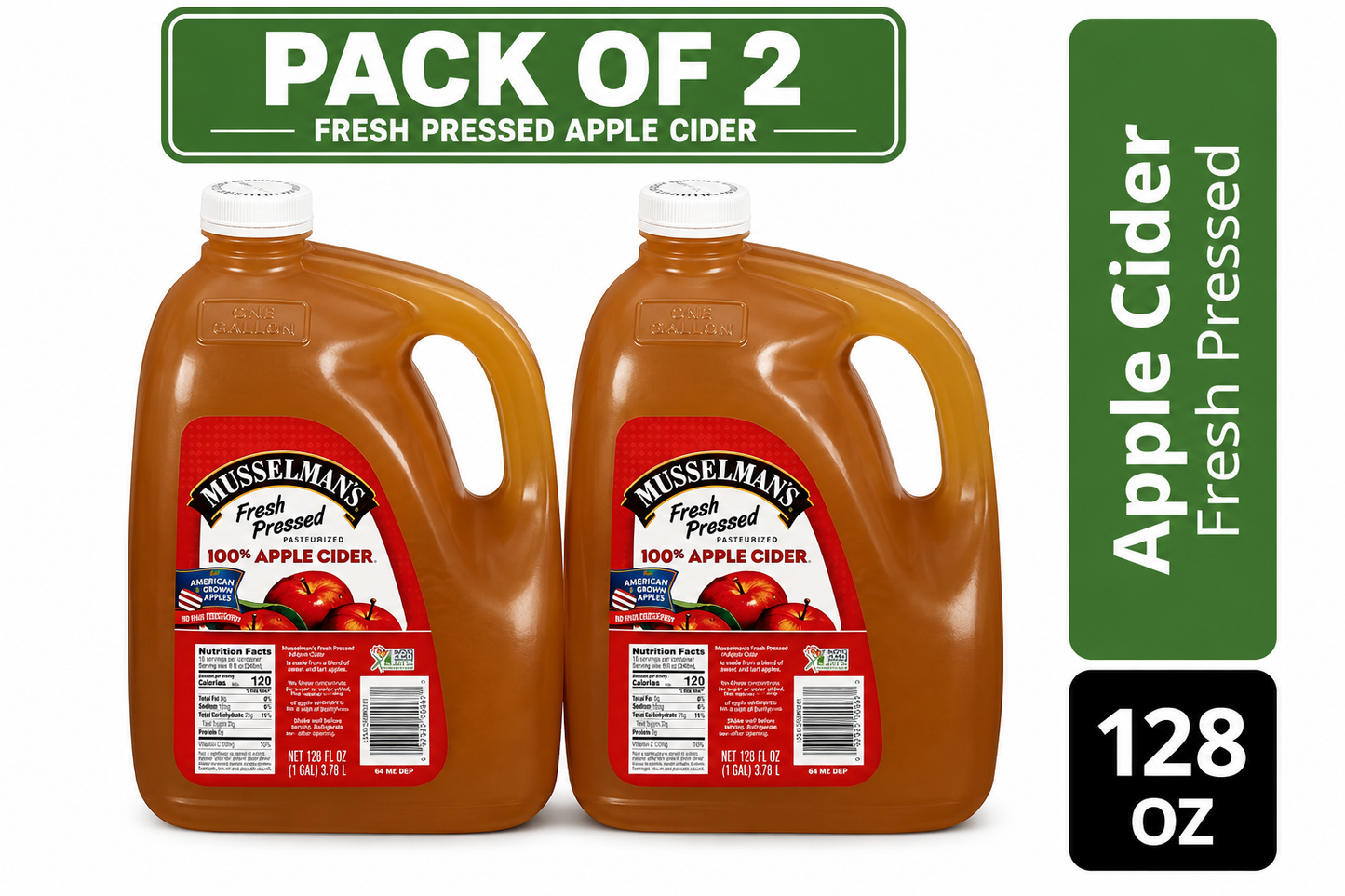 Musselman's Fresh Pressed 100% Apple Cider, 128 Fl. Oz.( pack of 2)