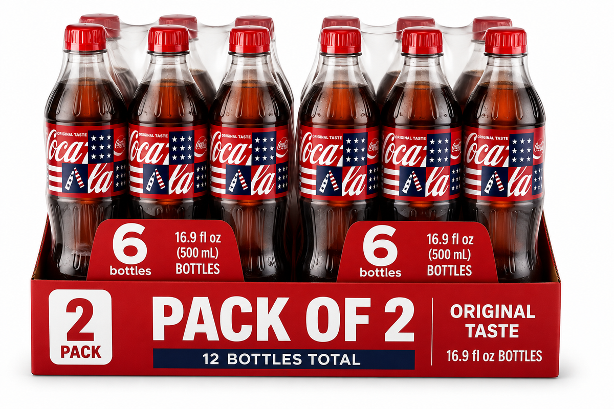 (pack of 2)Coca-Cola Soda Pop Bottles, 16.9 fl oz, 6 Pack