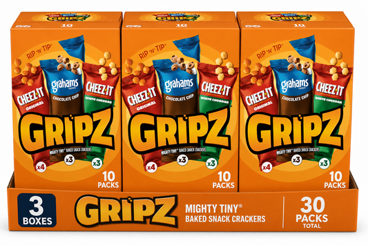 Cheez-It Gripz Original Baked Snack Crackers, Mini Crackers, 10 Count( pack of 3)