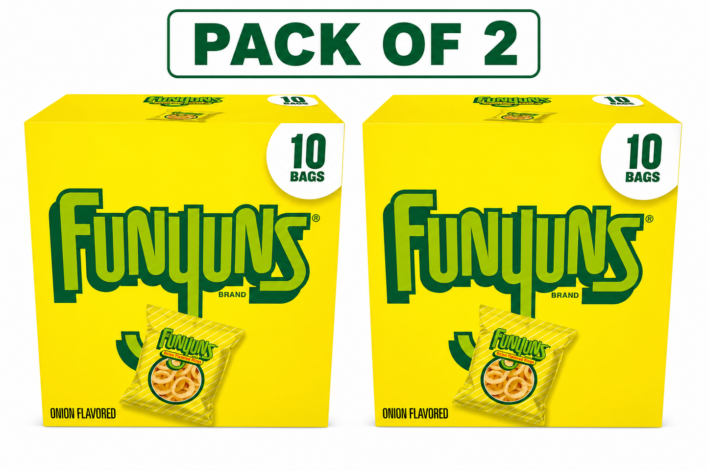 Funyuns Onion Ring Flavored Snack Chips, 10 Count Multipack( pack of 2)