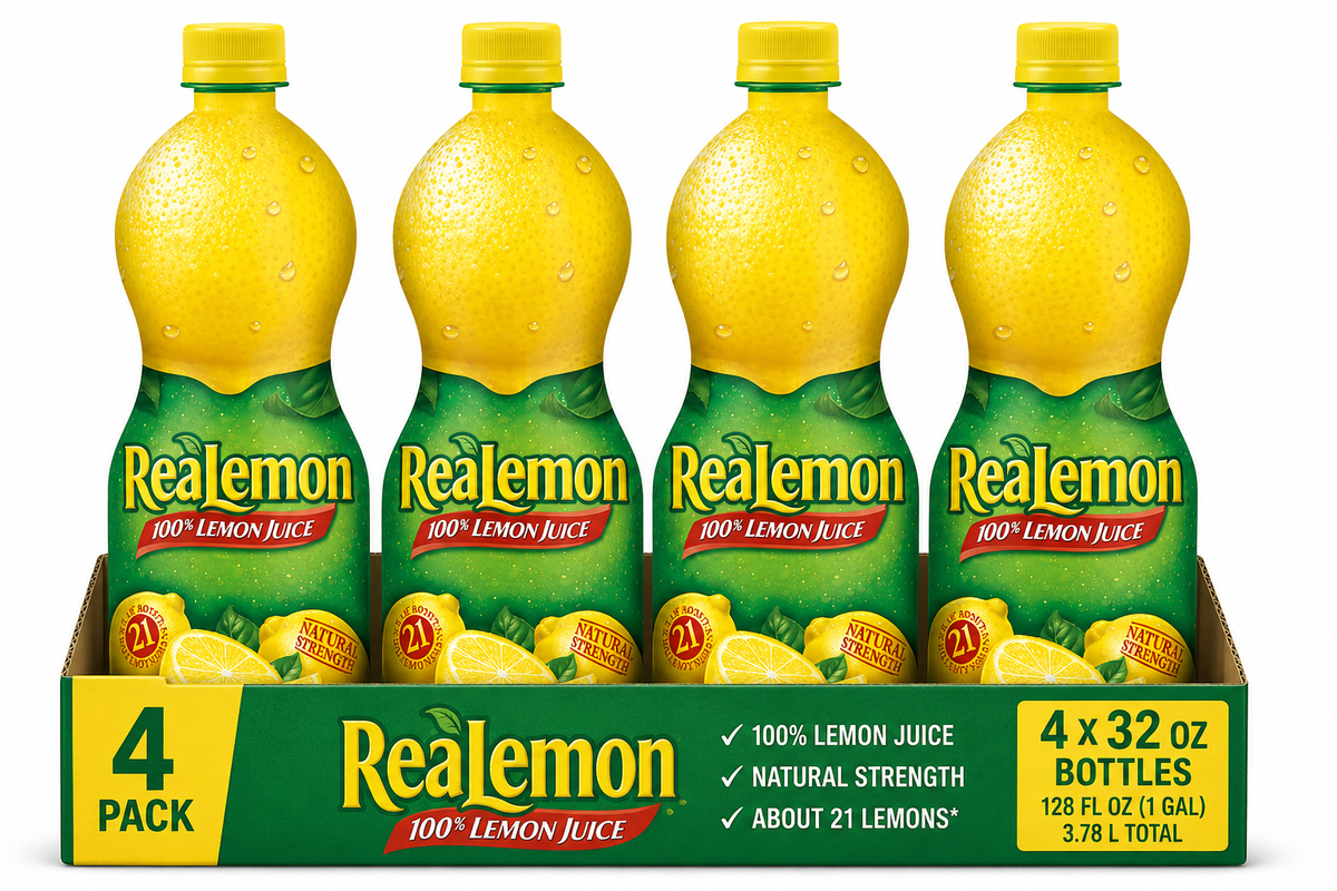 (2 pack) ReaLemon 100% Lemon Juice, 32 fl oz bottle