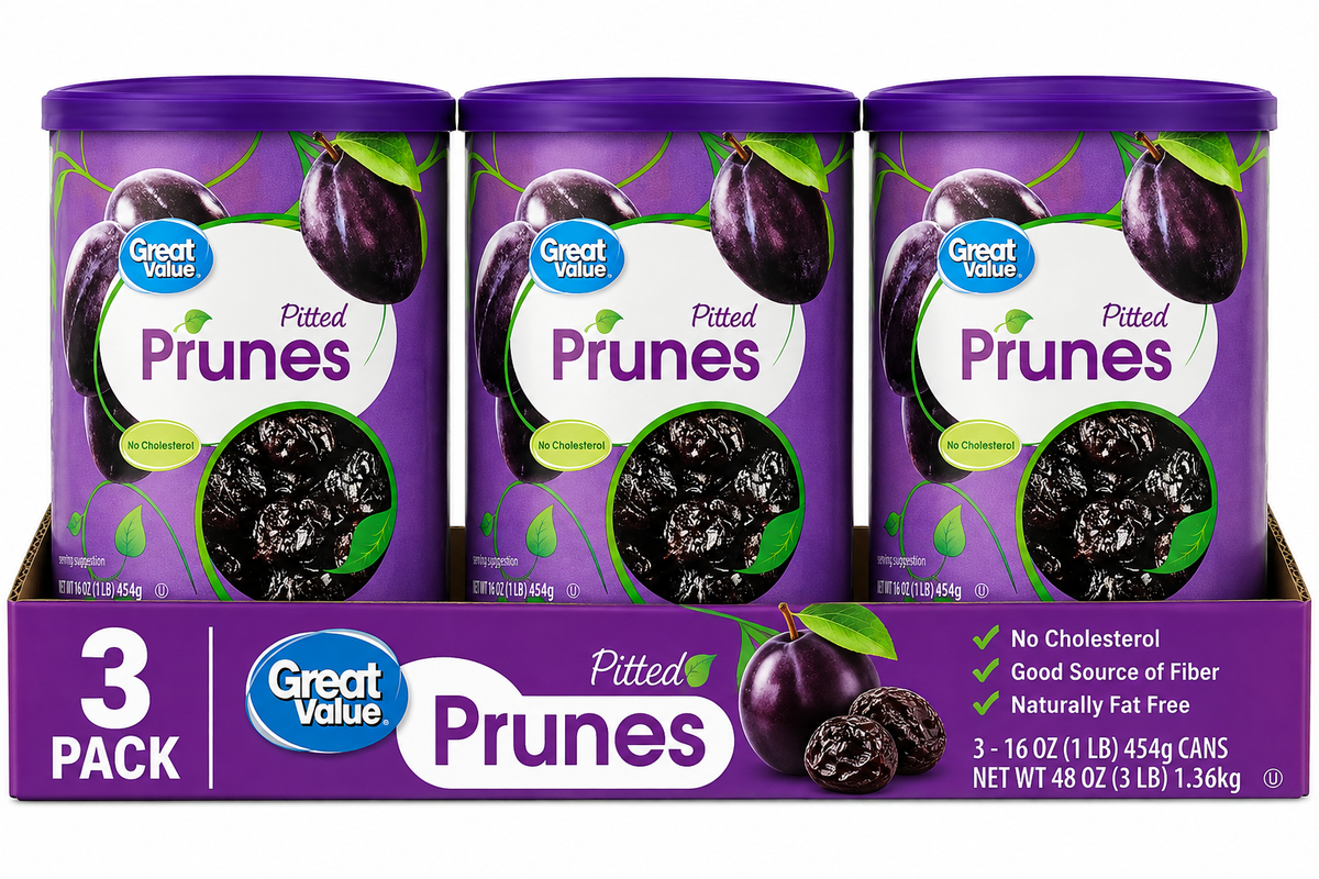Great Value Unsweetened Pitted Prunes, 16 oz( pack of 3)