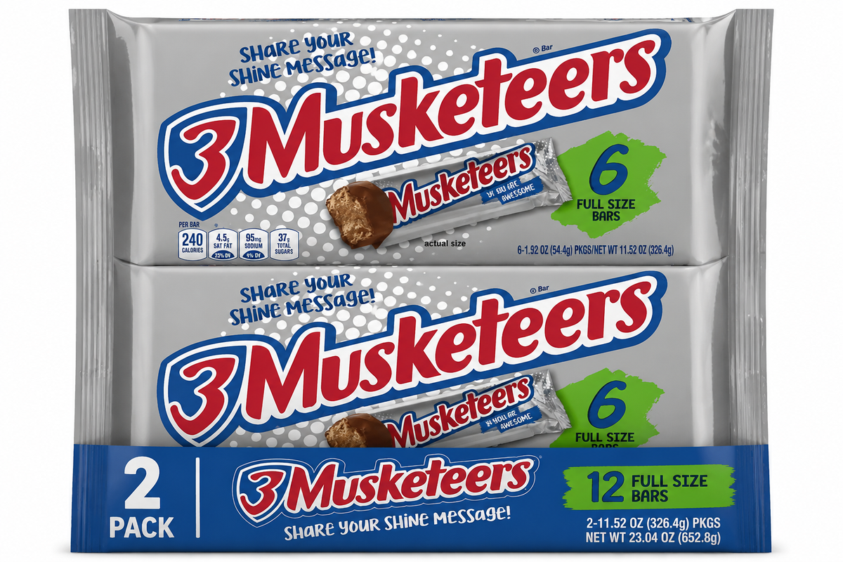 ( 2 pack)3 Musketeers Candy Milk Chocolate Bars Bulk - 1.92 oz
