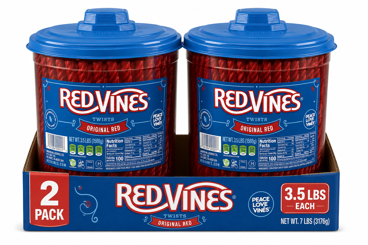 ( pack of 2)Red Vines Twists Original Red Candy, 3.5lbs Party Size Jar