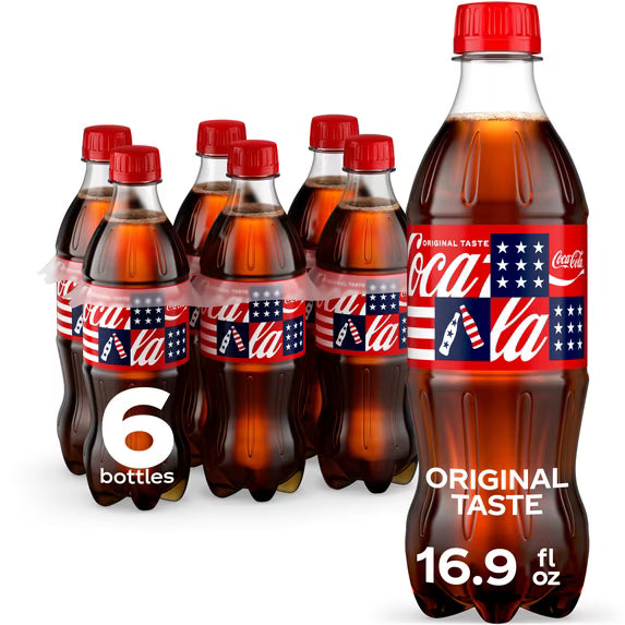 (pack of 2)Coca-Cola Soda Pop Bottles, 16.9 fl oz, 6 Pack