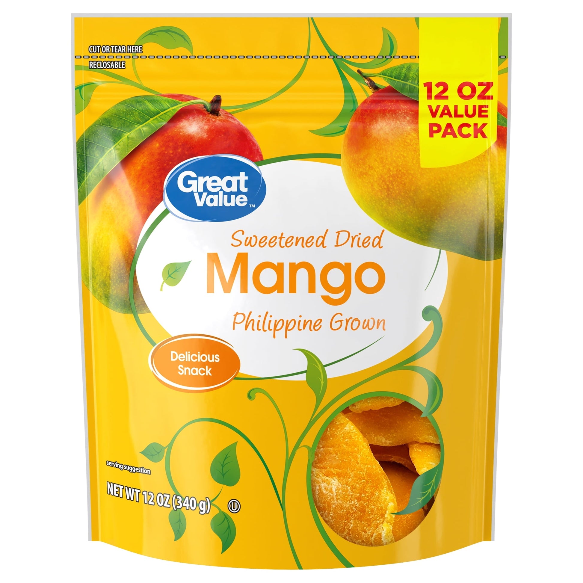 SWEETENED MANGO GREAT VALUE BAG 12 OZ