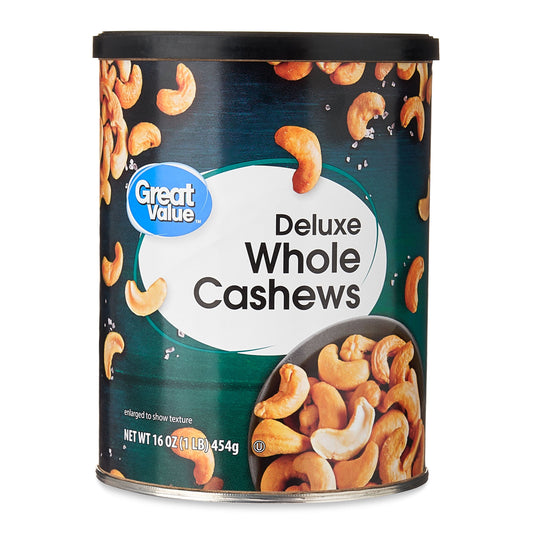 Great Value Deluxe Whole Cashews, Salted, 16 oz