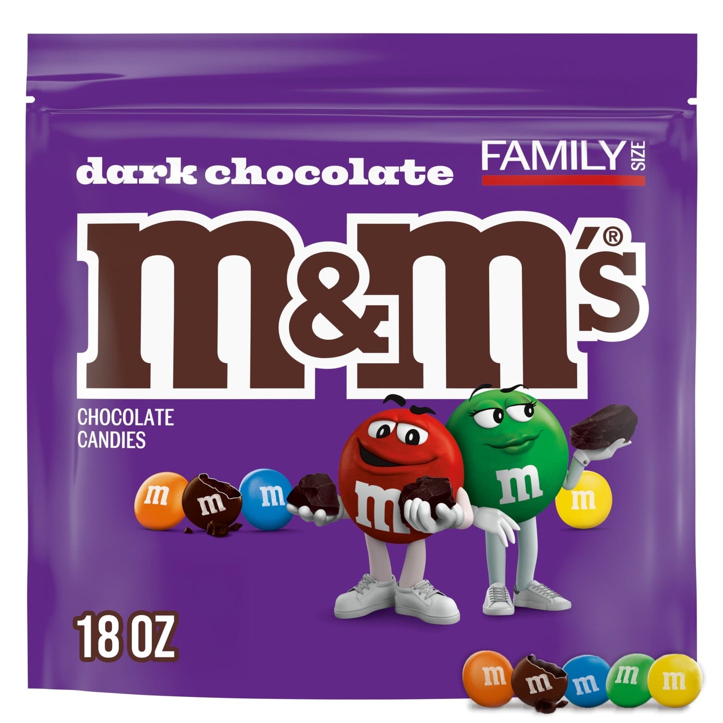 M&M'S 50% Cacao Dark Chocolate Candy, Family Size Resealable Bag - 18 oz