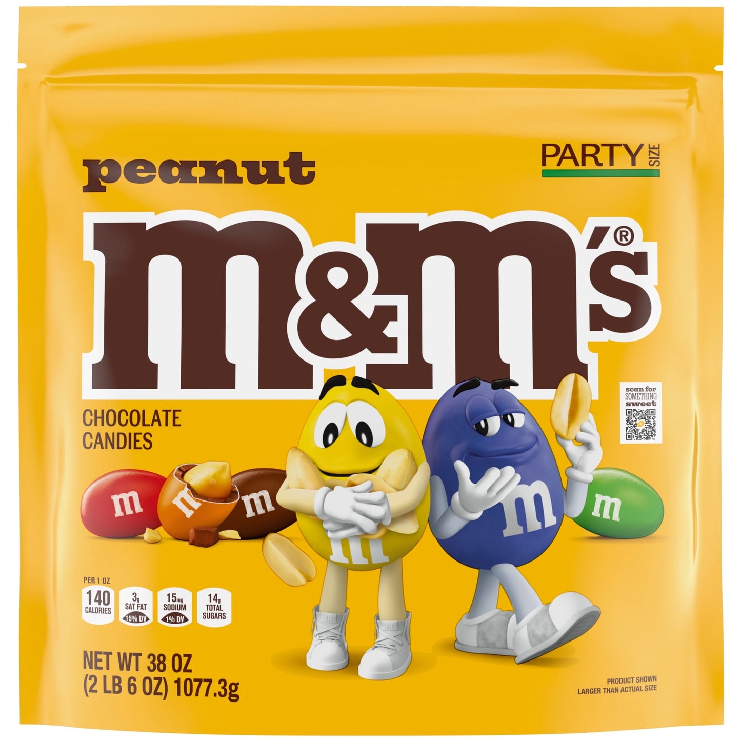M&M's Peanut Milk Chocolate Candy, Family Size 18.08 oz Resealable Bulk Bag