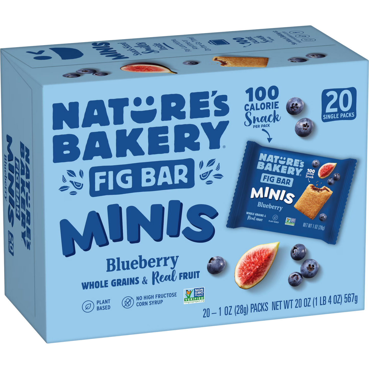 Blueberry Fig Bar Minis, 1 Ounce, 20 Count, Healthy Snack, All Natural