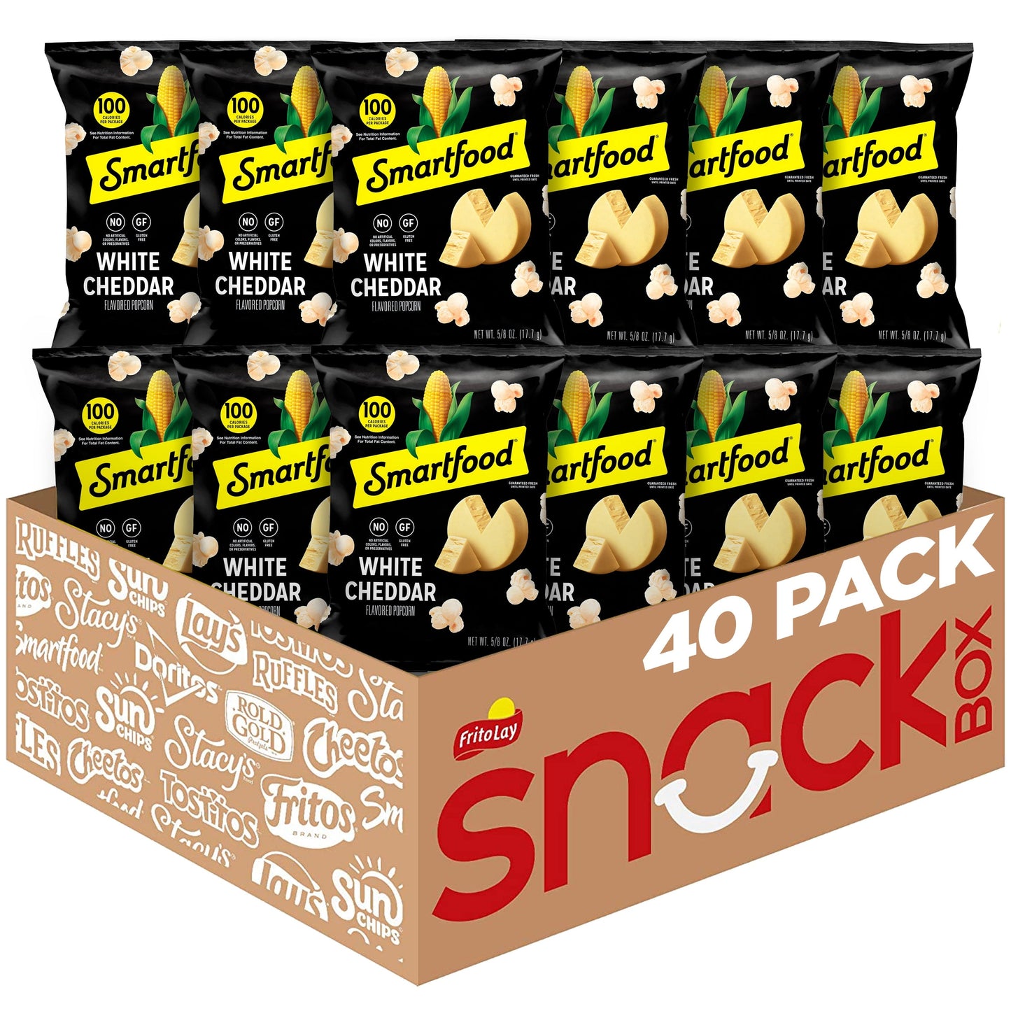 Smartfood Gluten Free, No Artificial Colors White Cheddar Popcorn Bag, 0.625 oz (40 pack)​