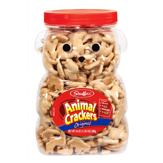 (pack of 2)Stauffer's Simply Animals Original Animal Crackers, Fun Kid Snacks, 24oz Resealable Family Size Bear Jug