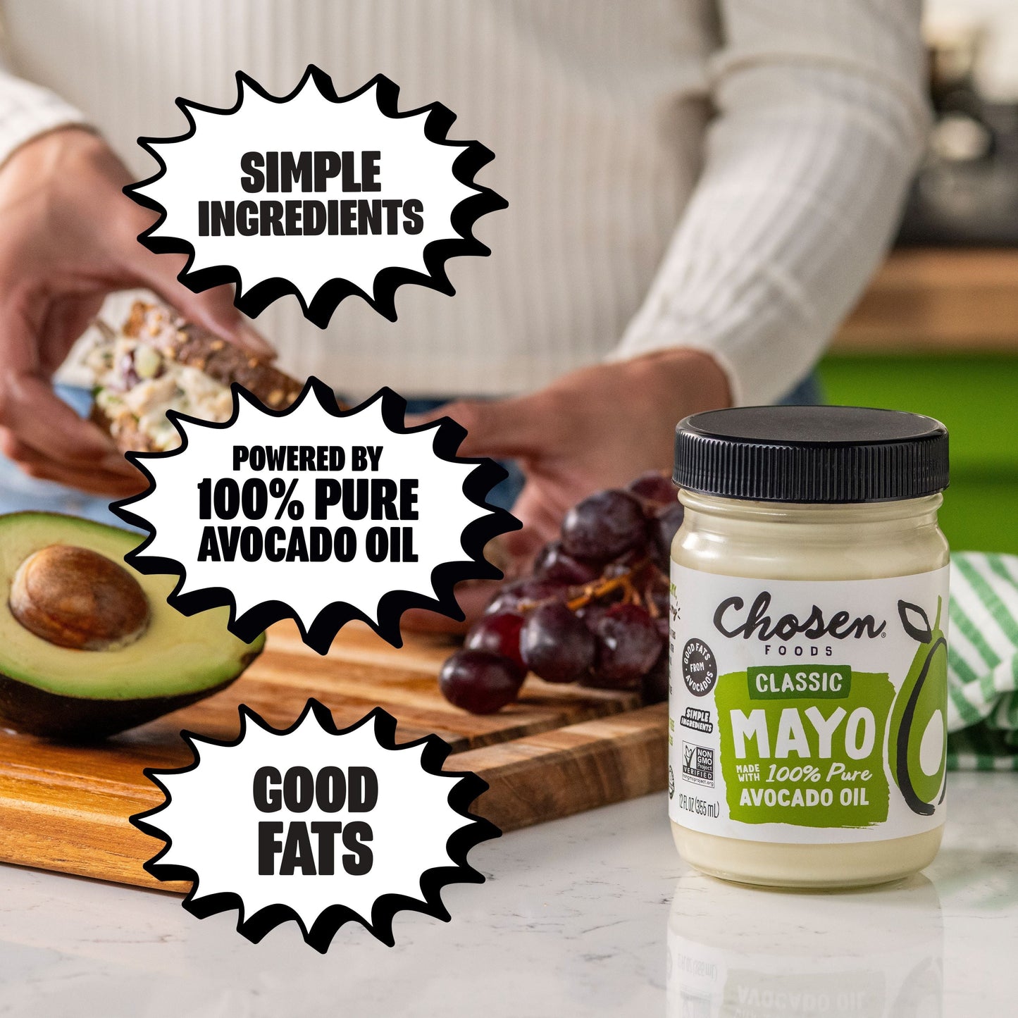 Chosen Foods 100% Pure Avocado Oil Classic Mayo 12 oz Jar