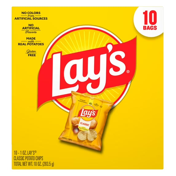 Lay's Classic Potato Snack Chips, 1 oz Bags, 10 Count Multipack( pack of 3)