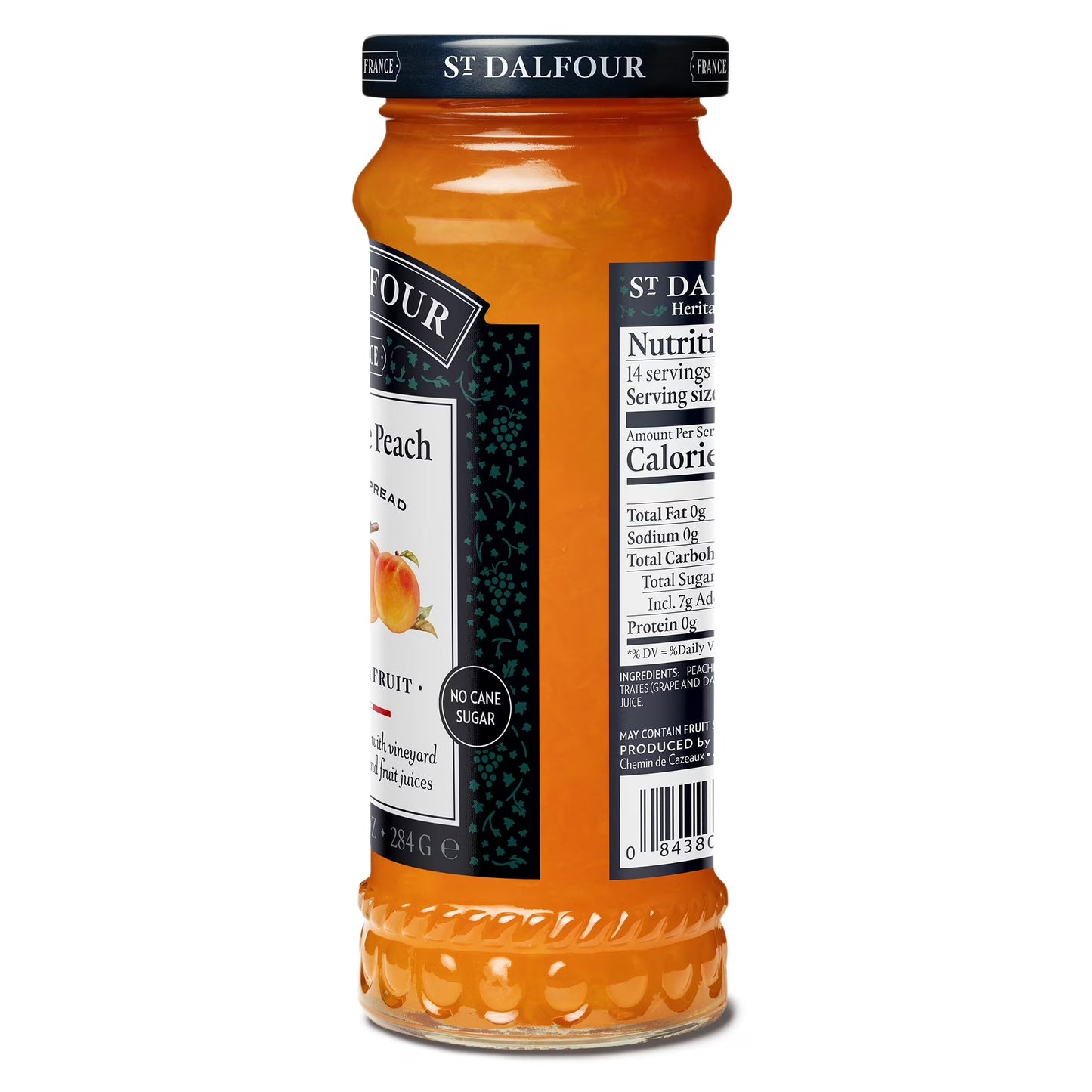 St Dalfour Heritage Peach Fruit Spread, 100% from Fruit, Vegan & Gluten Free, 10 oz Jar