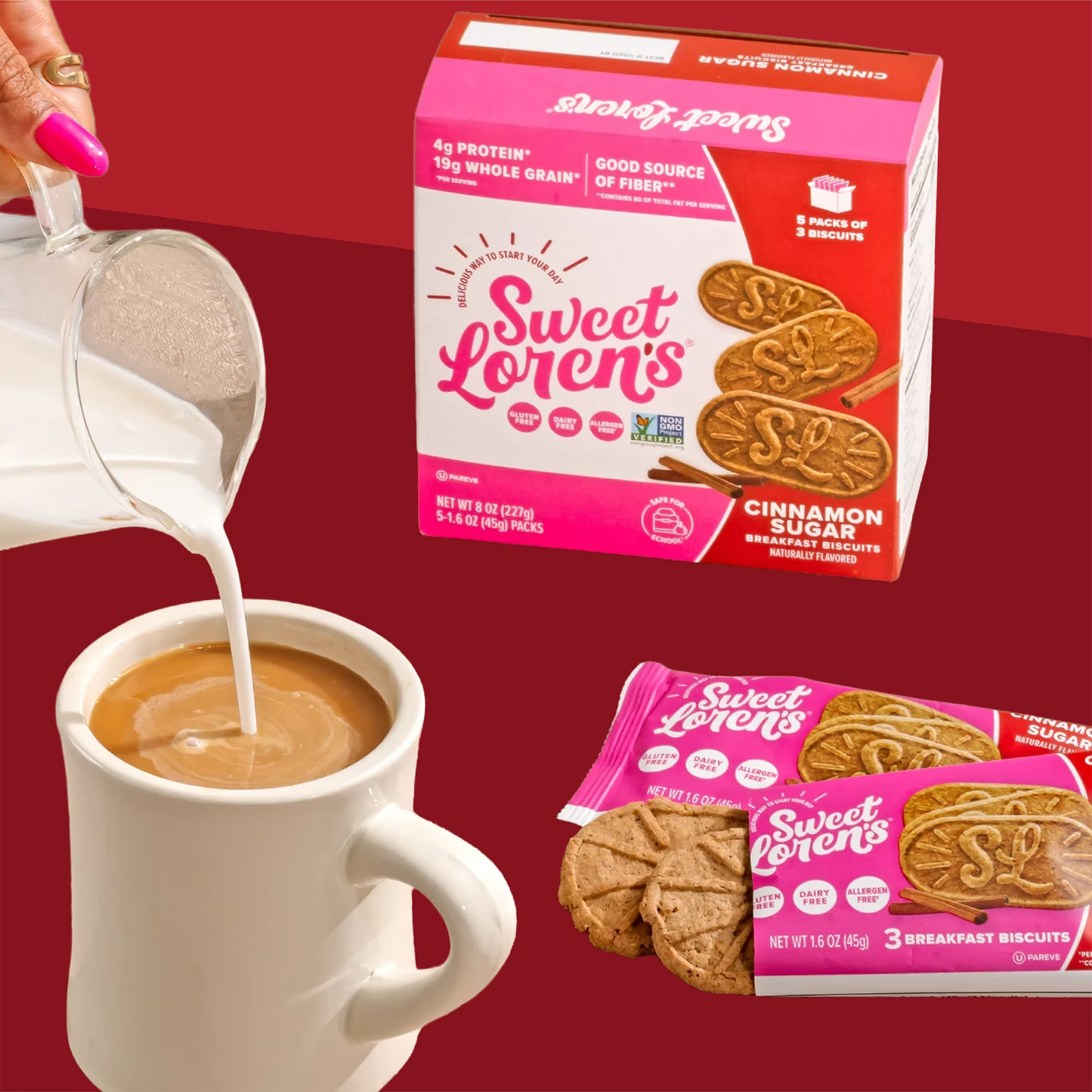 Sweet Loren's Breakfast Biscuits, Cinnamon Sugar, Gluten Free, 15 Count, 1.6 oz (45g) Each
