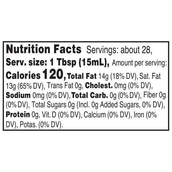 Great Value Organic Unrefined Virgin Coconut Oil, 14 fl oz ( pack of 2)