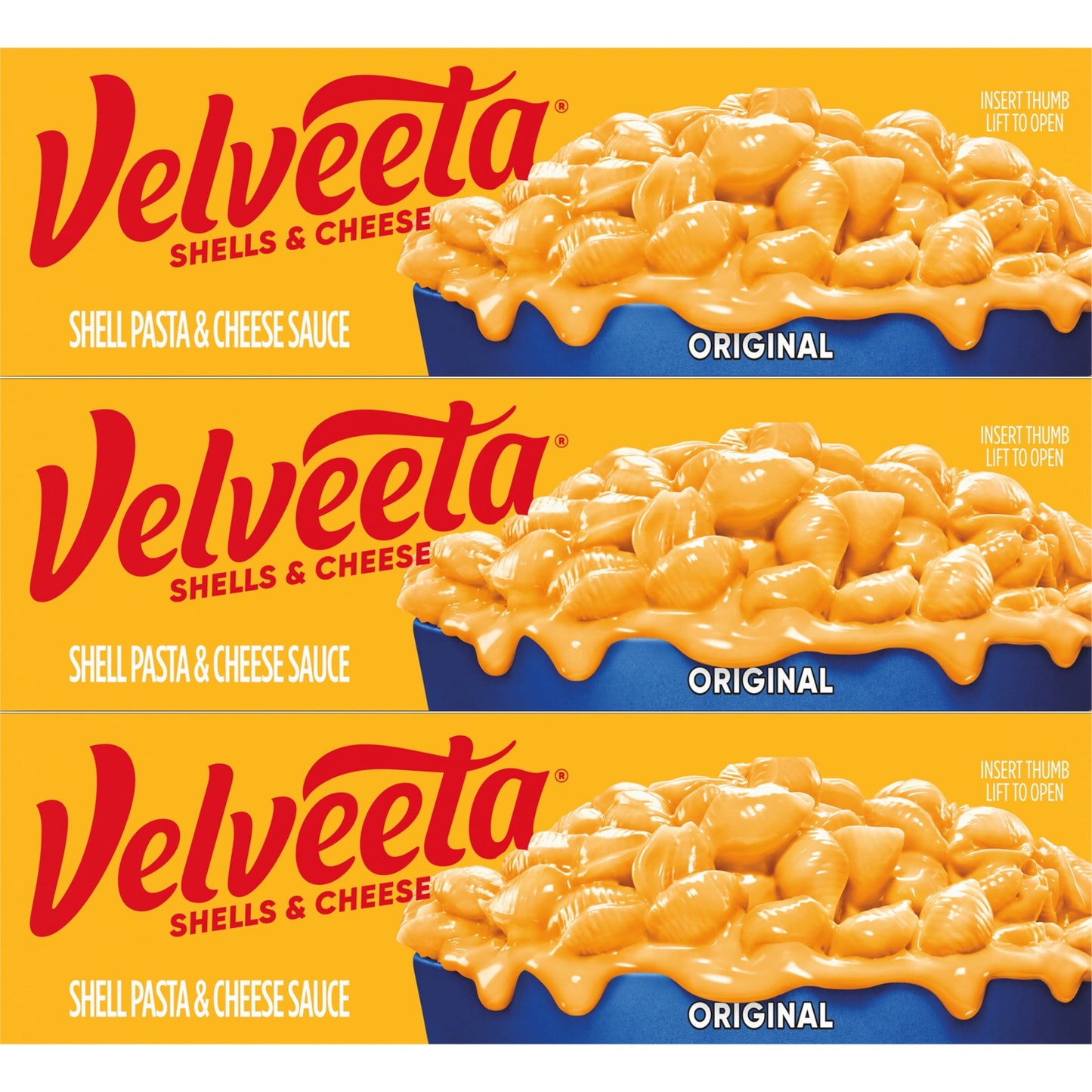 Velveeta Shells and Cheese Mac and Cheese, 3 Boxes, for Easy Dinner or Dinner Sides, Original Flavor, Made with Real Cheese, 12 oz