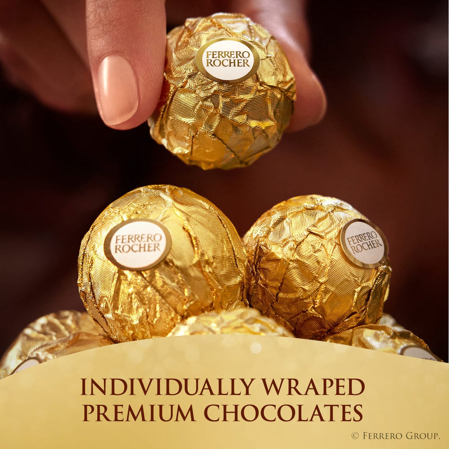 Ferrero Rocher Gourmet Hazelnut Milk Chocolate Gift Box, 12 Individually Wrapped Chocolates, 5.3 oz