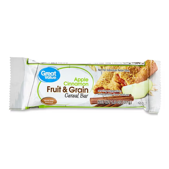 (4 pack) Great Value Fruit & Grain Cereal Bars, Variety Pack, 1.3 oz, 32 Count