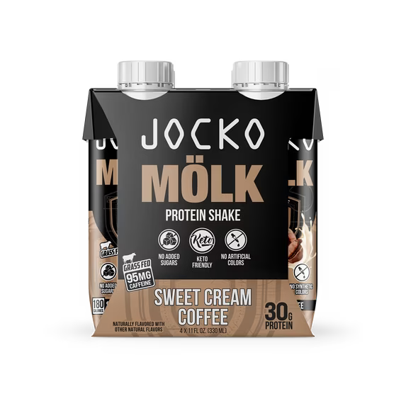 (3 pack) Jocko Fuel Protein Shake, Sweet Cream Coffee, 11oz, 4 Count, 30g Protein