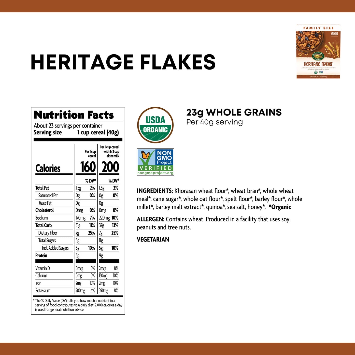(4 pack) Nature's Path Organic Heritage Flakes® Breakfast Cereal, 33.5oz Box (pack of 4)