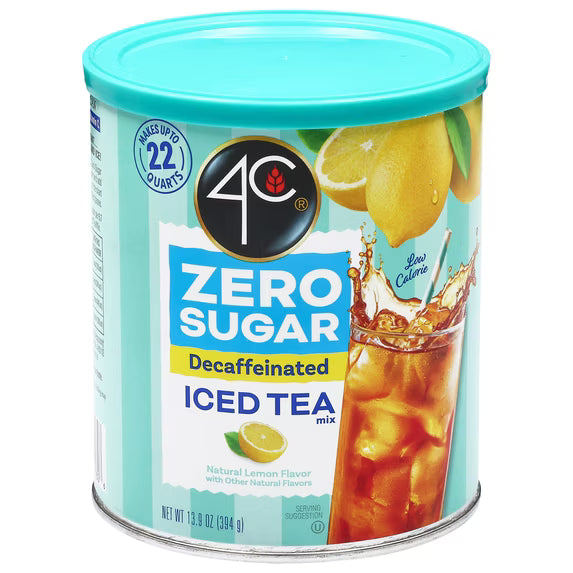 (3 pack) 4C Light Naturally Decaffeinated Lemon Flavor Iced Tea Mix 13.9 oz. Canister