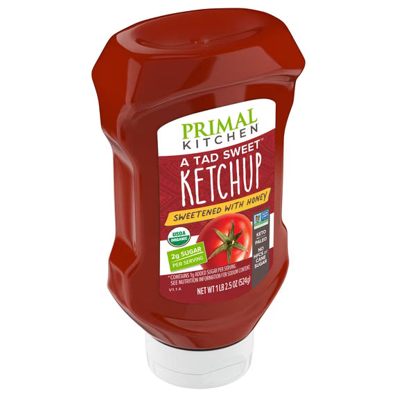 (pack of 2)Primal Kitchen A Tad Sweet Squeeze Ketchup - Sweetened with Honey, 18.5 oz