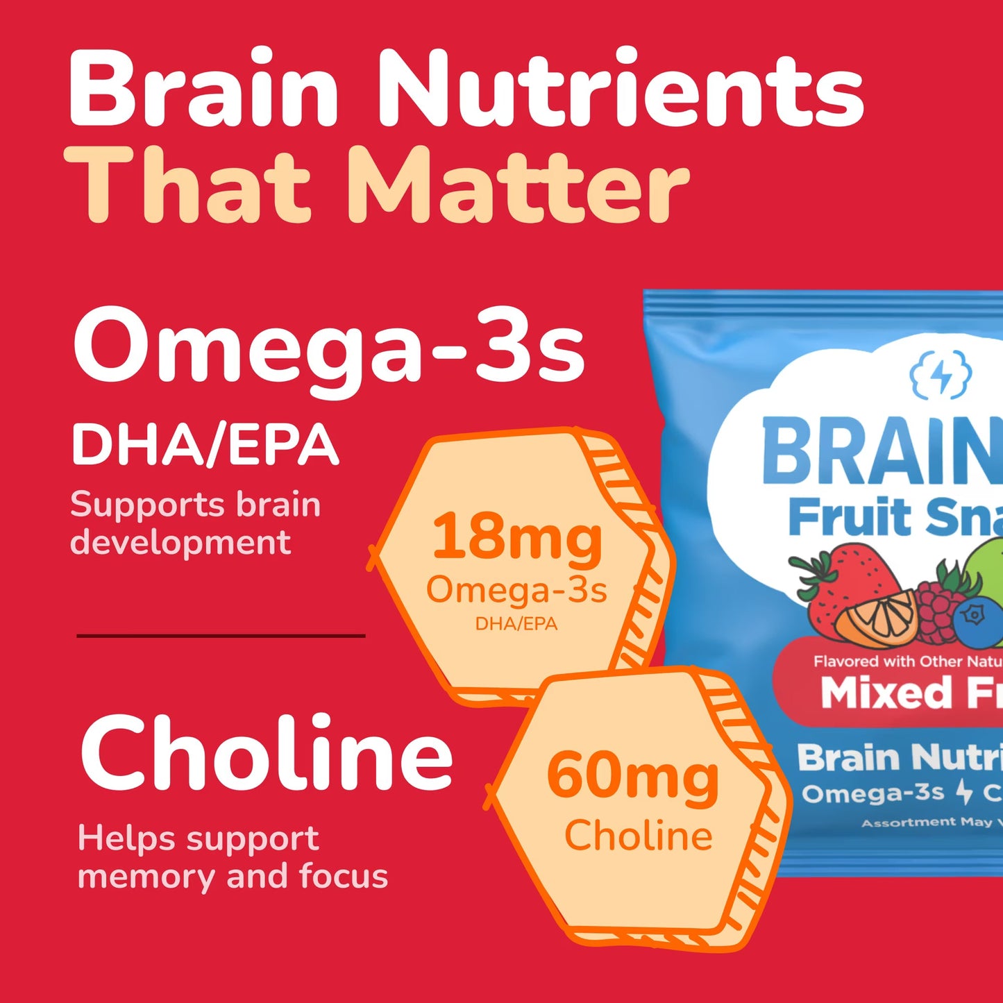 Brainiac Fruit Snacks with Brainpack, Mixed Fruit Flavor, 20 Count