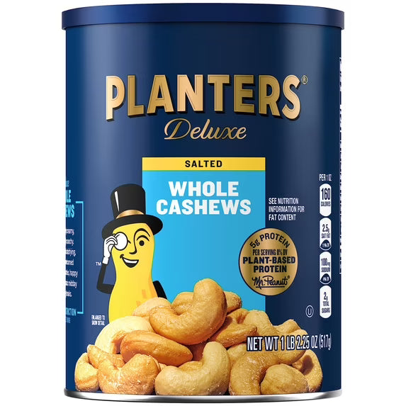 (6 pack) PLANTERS Deluxe Salted Whole Cashews, Party Snacks