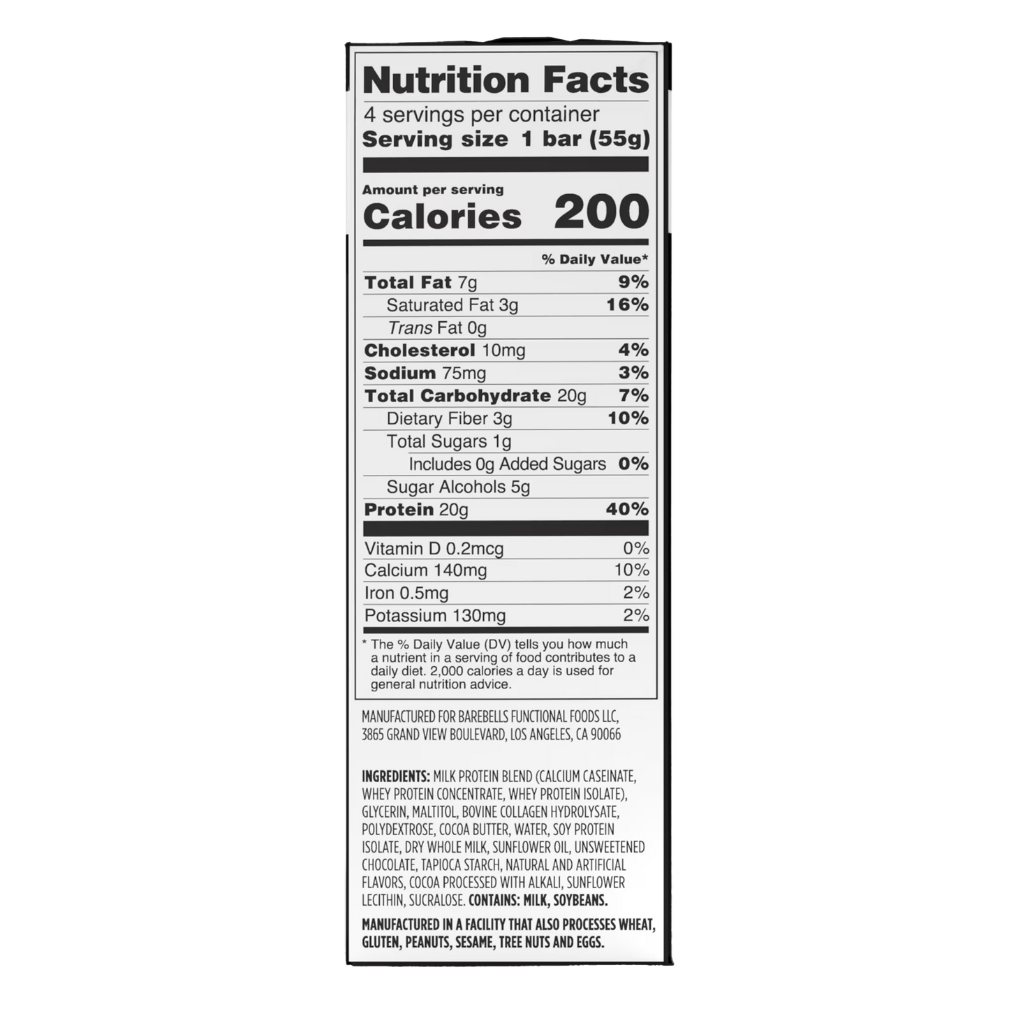 Barebells Protein Bars with 20g High Protein, 1.9oz Bars, Cookies & Cream - 4 Count