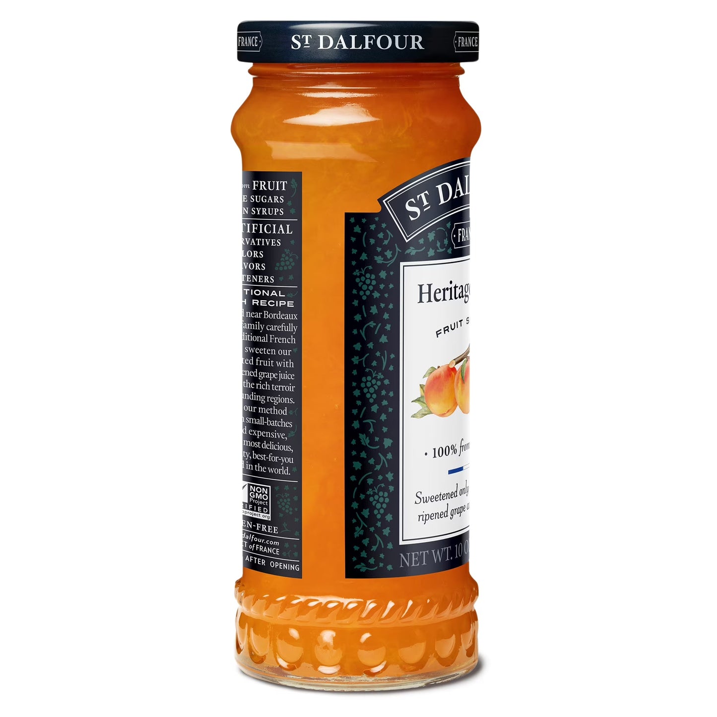 St Dalfour Heritage Peach Fruit Spread, 100% from Fruit, Vegan & Gluten Free, 10 oz Jar
