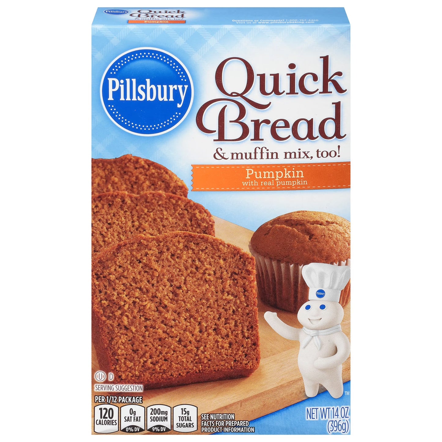 (3 pack) Pillsbury Pumpkin Quick Bread and Muffin Mix, 14 oz Box