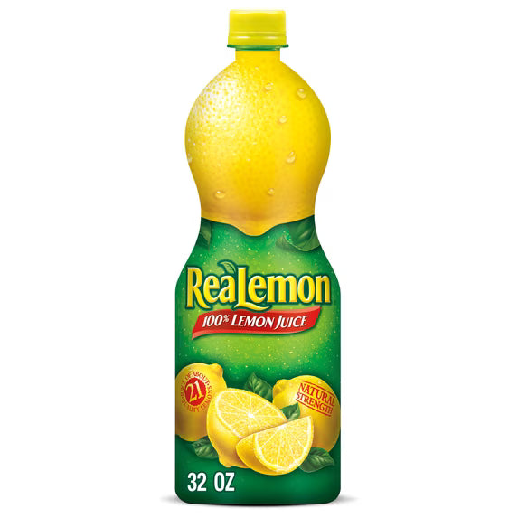 (2 pack) ReaLemon 100% Lemon Juice, 32 fl oz bottle
